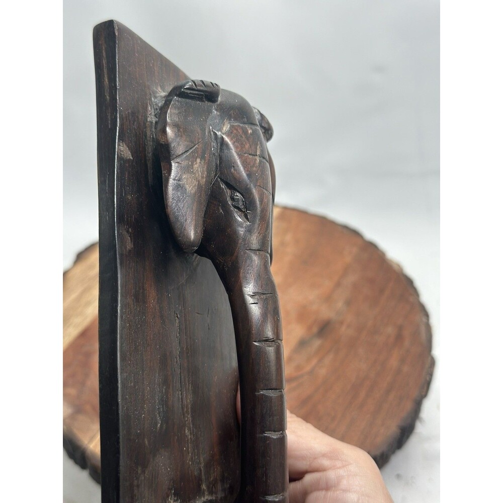 African Ironwood Hand Carved Door Pull Elephant Handle Wall Decor